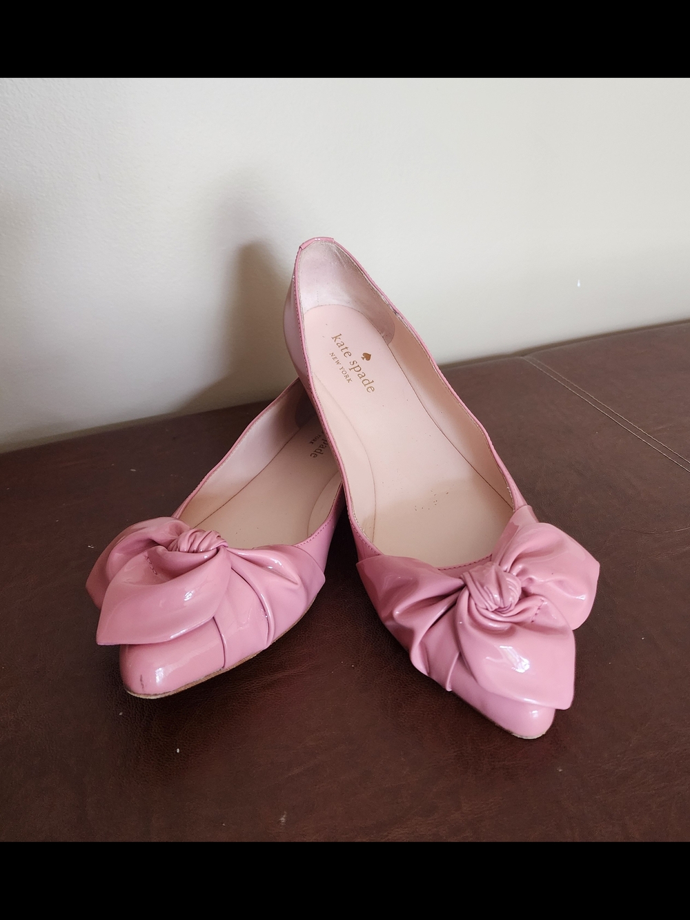 kate spade Glossy Dusty Rose Knot-Front Ballet Flats